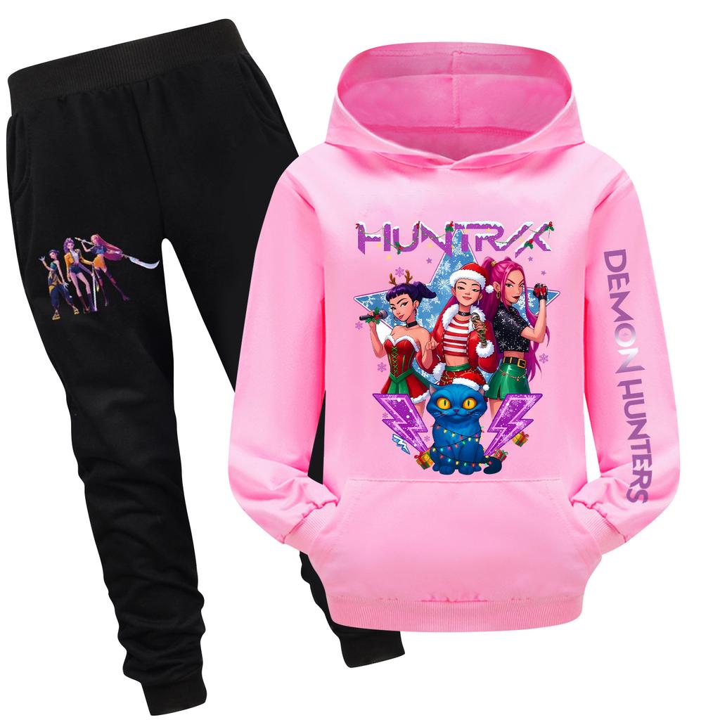 Children's Hooded Top And Pants Two-piece Tracksuit Set Long-sleeved Printed Sweatshirt Set