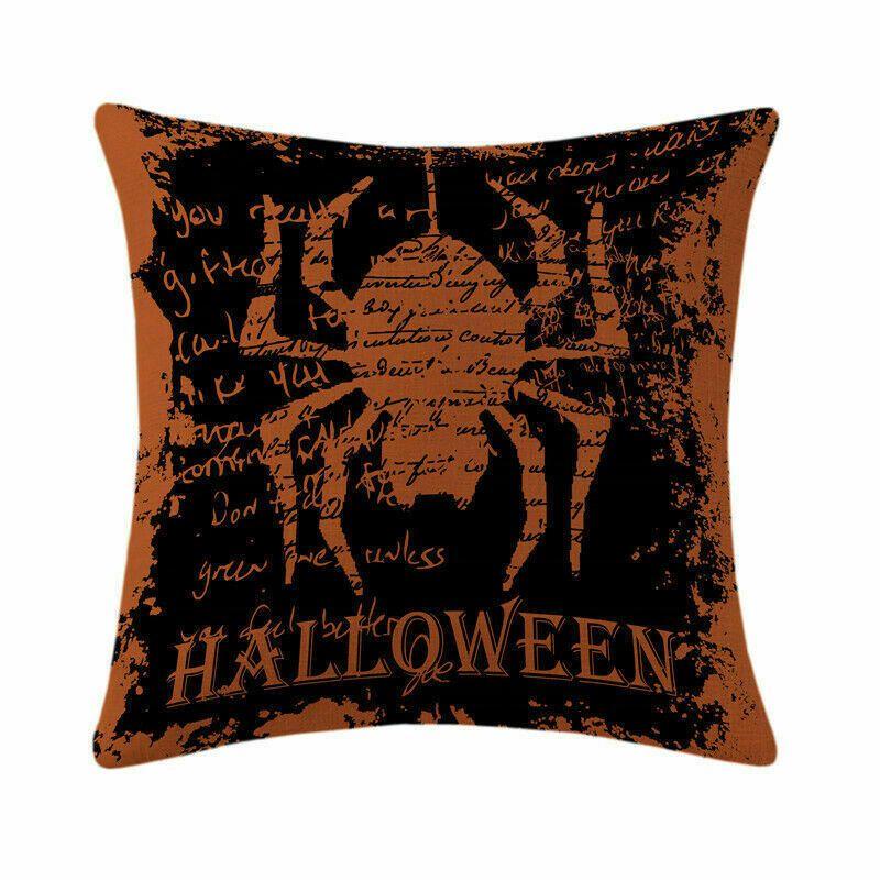 Cotton Linen Halloween Sofa Decor Cushion Cover With Stylish Pumpkin Design