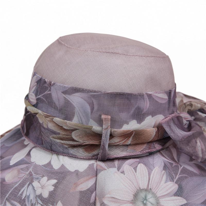 Bow big eaves bucket hat women's summer sunscreen hat breathable versatile elegant beach sun hat