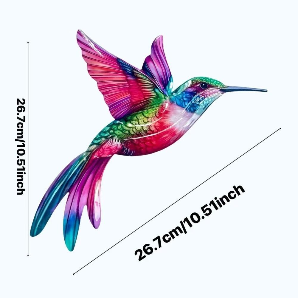 Metal Material Metal Hummingbird Wall Art Colorful Finish 3D Design Outdoor Wall Art Weather Resistant Vintage