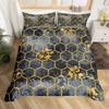 Geometric Duvet Cover Set Twin Queen Luxury Marble Comforter Cover Abstract Honeycomb Hexagon Bedding Set 2/3pcs for Boys Girls