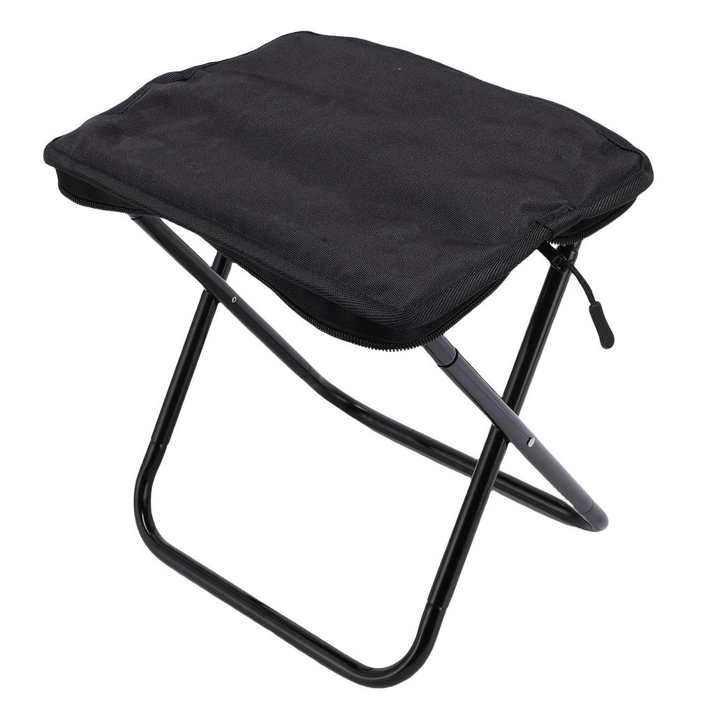 Taboret Kempingowy Lekki Rama ze Stopu Aluminium Składany Taboret Zintegrowany Przechowywanie na Podróże Piesze Wycieczki Wędkarstwo Plaża Czarny