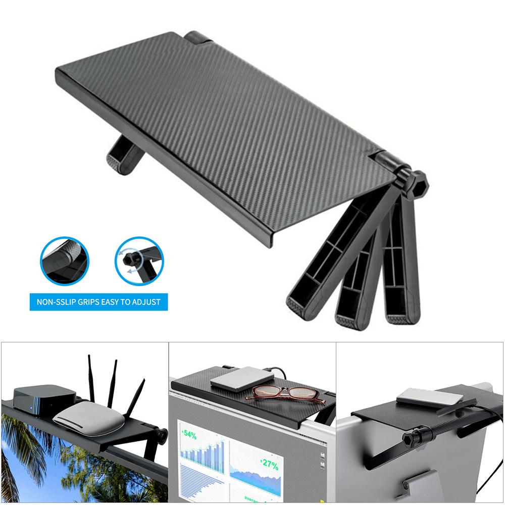 

1x Black Adjustable TV Screen Top Storage Shelf Organizer Bracket 33x 16x 2.5cm