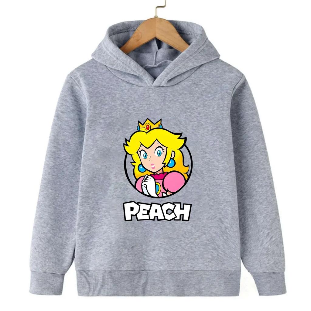 Children's Hoodie Princess Peach Mario Cute Kids Clothing Long Sleeve Hoodie Comfortable Winter Pullover