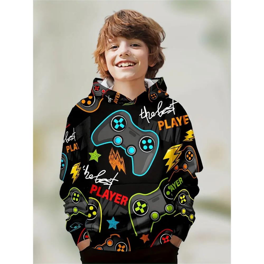 Child Sweatshirt Boys' Fashion Motocross Racing 3D Printed Casual Hoodie Long Sleeve Polyester Sport Tops Pullover Kids Clothes