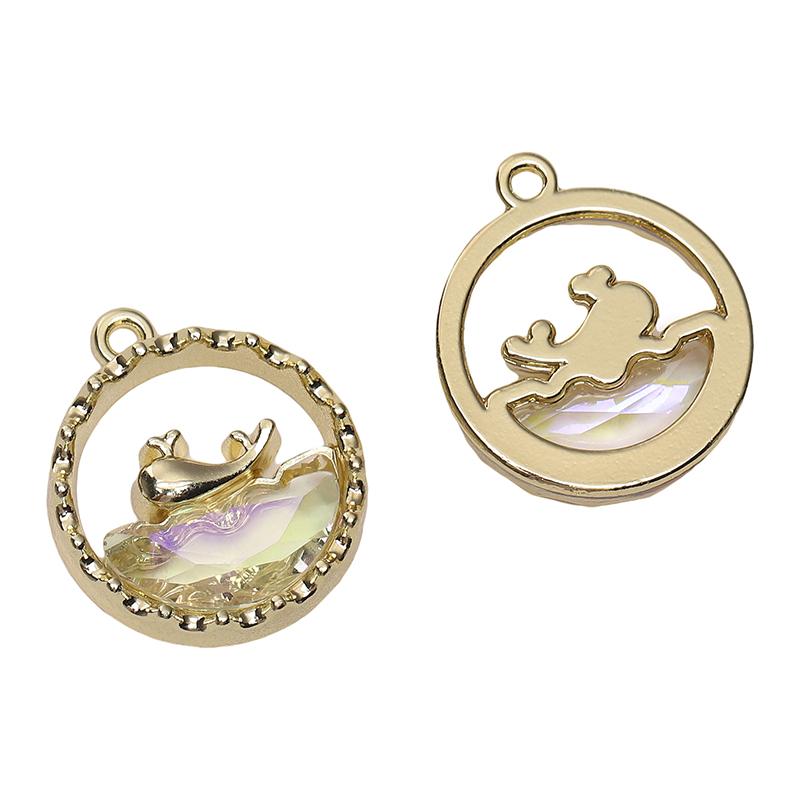 1pc/bag Alloy Inlaid Glass Pendant DIY Bracelet Necklace Earrings Jewelry Accessories