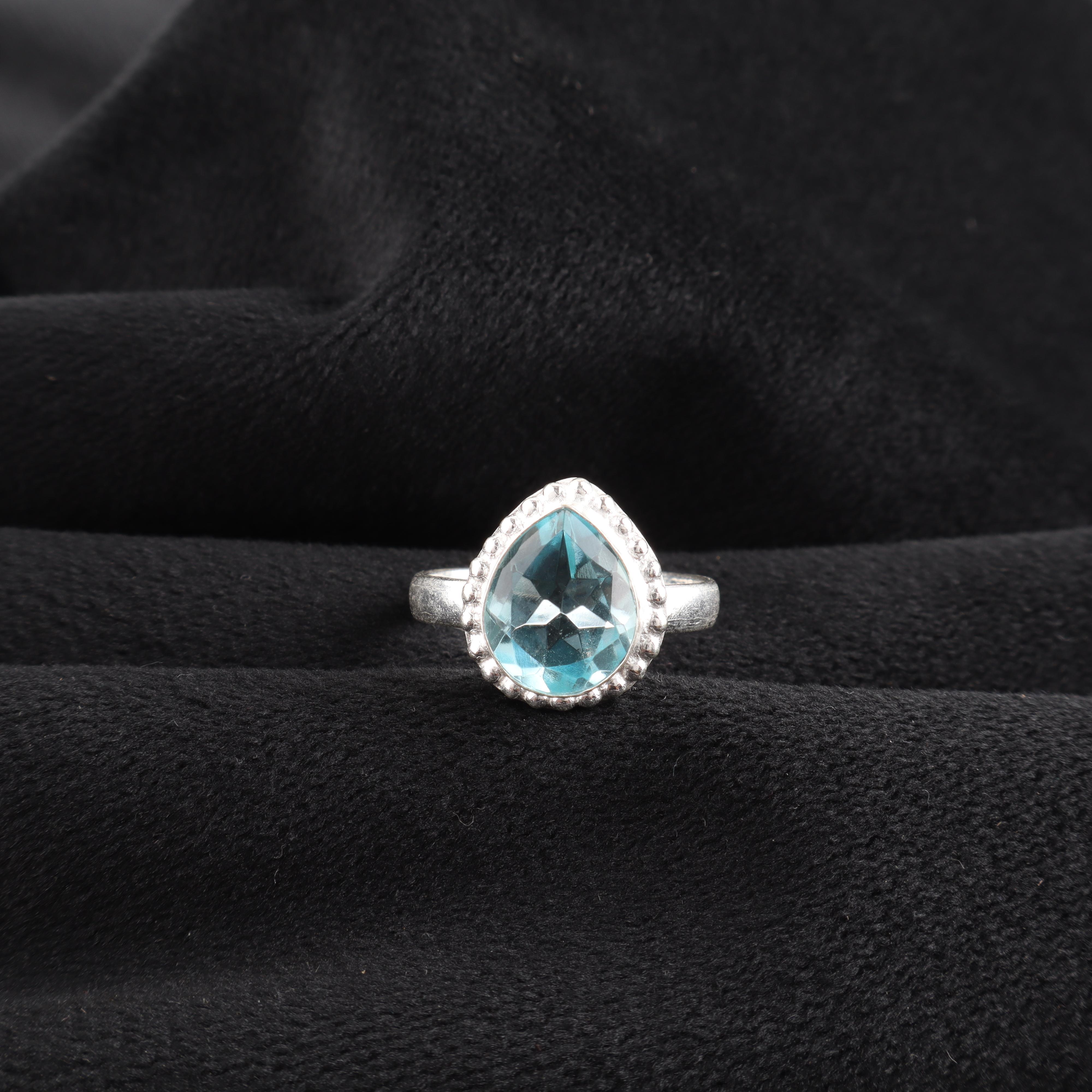 

Sky Blue Topaz Gemstone 925 Sterling Silver Designer Handmade Jewelry Elegant Ring For Anniversary Gift RR-77-15 13