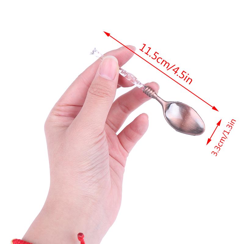 3*Crystal Handle Small Coffee Spoon Sugar Tea Dessert Cutlery Kitchen Tableware