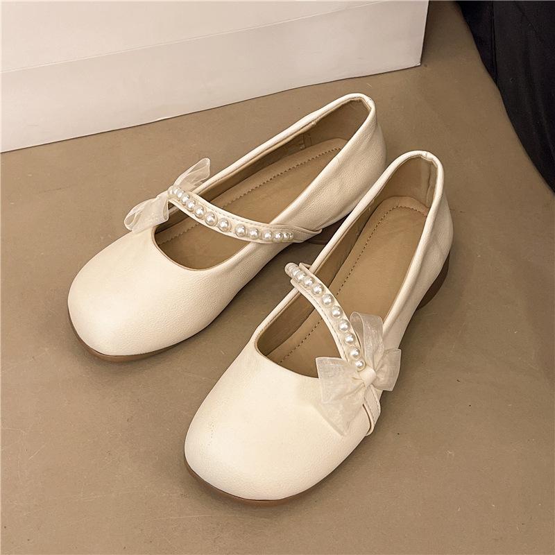 

Fairy Wind Mary Jane Shoes Girl 2025 Spring and Autumn New Versatile Shallow Mouth Flat Bottom Matching Skirt Soft Sole Single Shoes 35