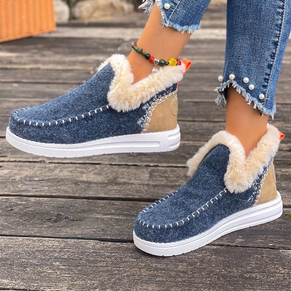 Winter new velvet warm cotton shoes large size thick-soled burrs suede flat-soled snow boots