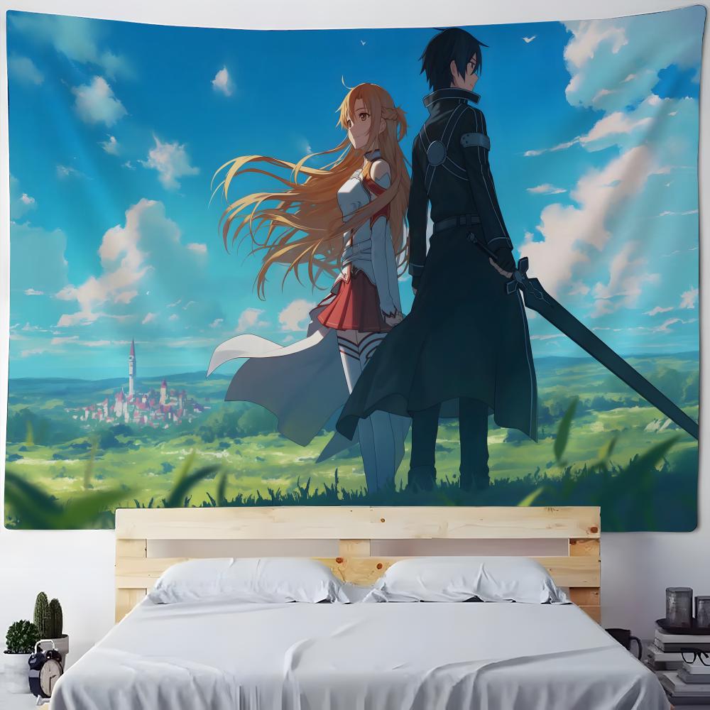 S-Sword Art Online Tapestry Anime Tapestry Wall Hanging Bohemian Wall Tapestries Mandala Home Decor Accessories