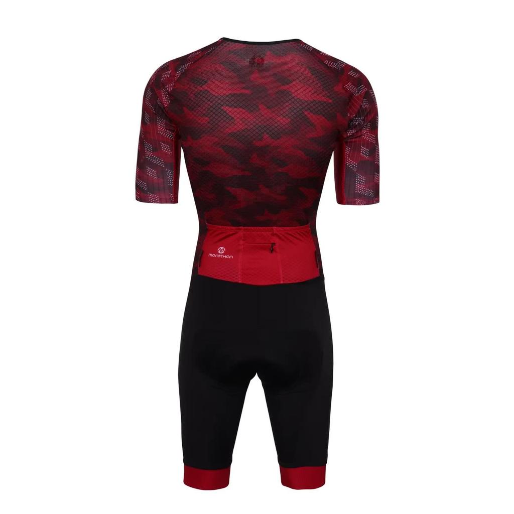 Tuta da Ciclismo Skinsuit Chrono Suit Manica Corta Uomo HVP-025, Rossa, 3XL