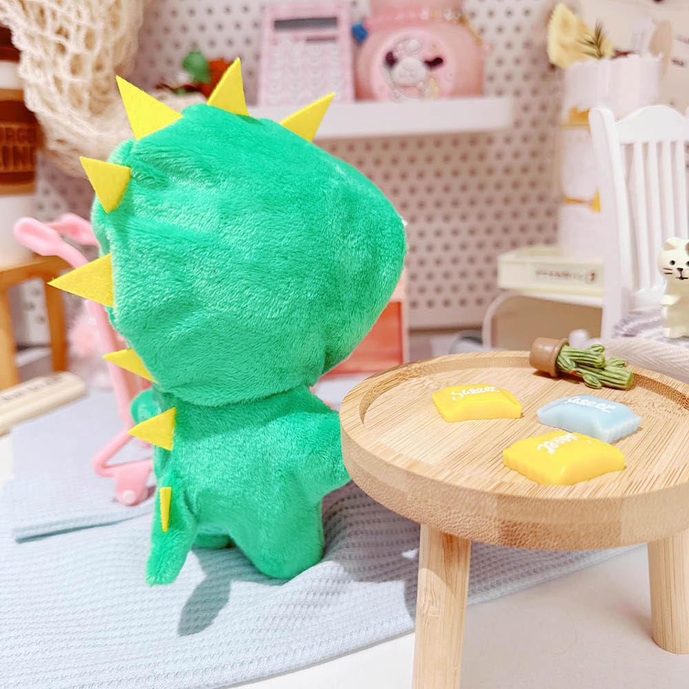 niannyyhouse Coveralls for 10cm-15cm Plush Toys, Shark, Dinosaur, Cow, Rabbit, Fawn, and Unicorn Prints, Bodysuit, Dress-Up, Cotton Doll Accessories