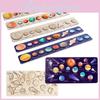 Wooden Space Planet Puzzles Montessori Toys For Kids Educational Jigsaw Tray For Science Learning