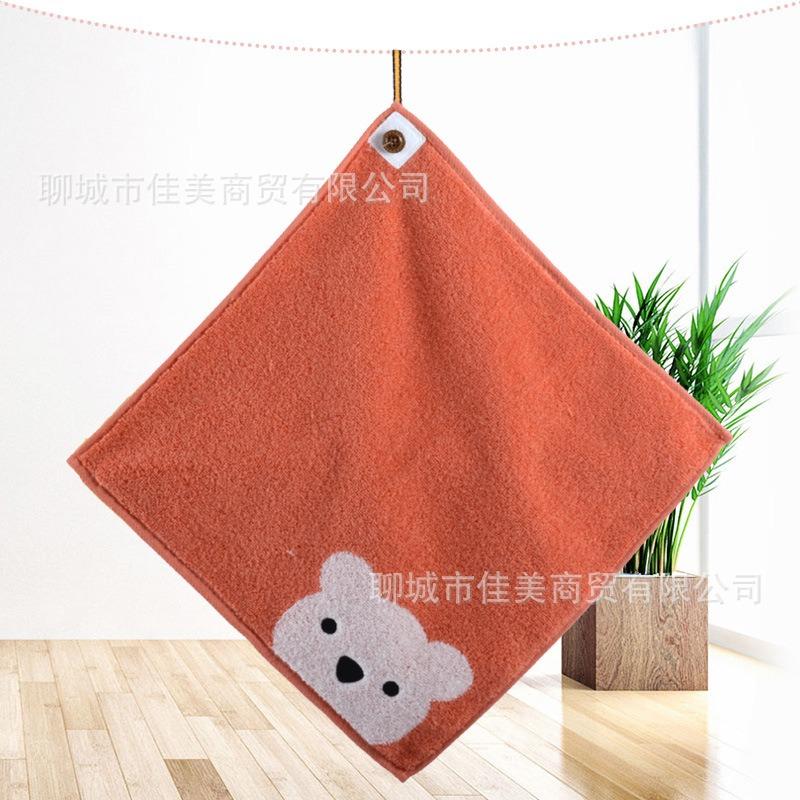 Children Towels Boys Girls Kindergarten Cartoon Bear Pattern Hangable Hand Towel Cotton Baby Face Towel Kids Beathroom Products