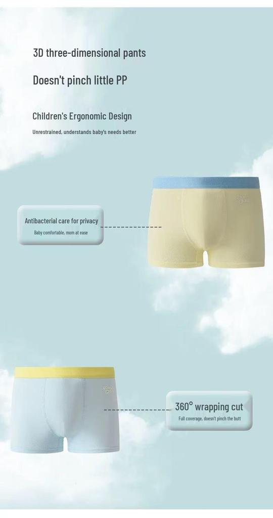 Class A 100% Cotton Boys' Antibacterial Boxer Briefs - Breathable & No Pinching Crotch for Growing Children