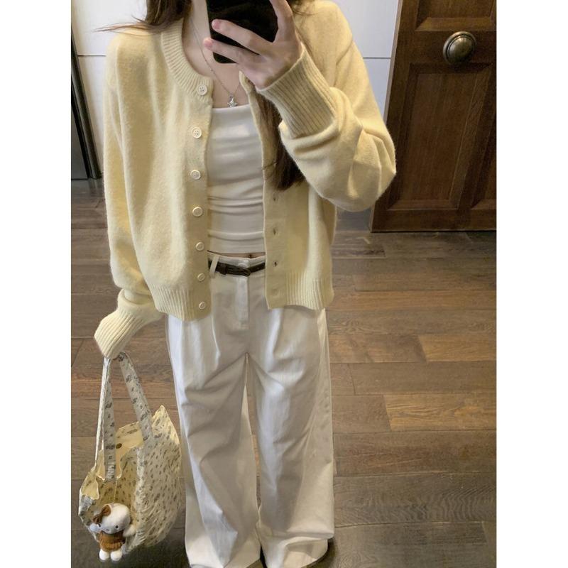 Milk Fufu Soft Waxy Single-breasted Knitted Top Cardigan Women's Autumn Sweet Age-reducing Gentle Wind Sweater Jacket