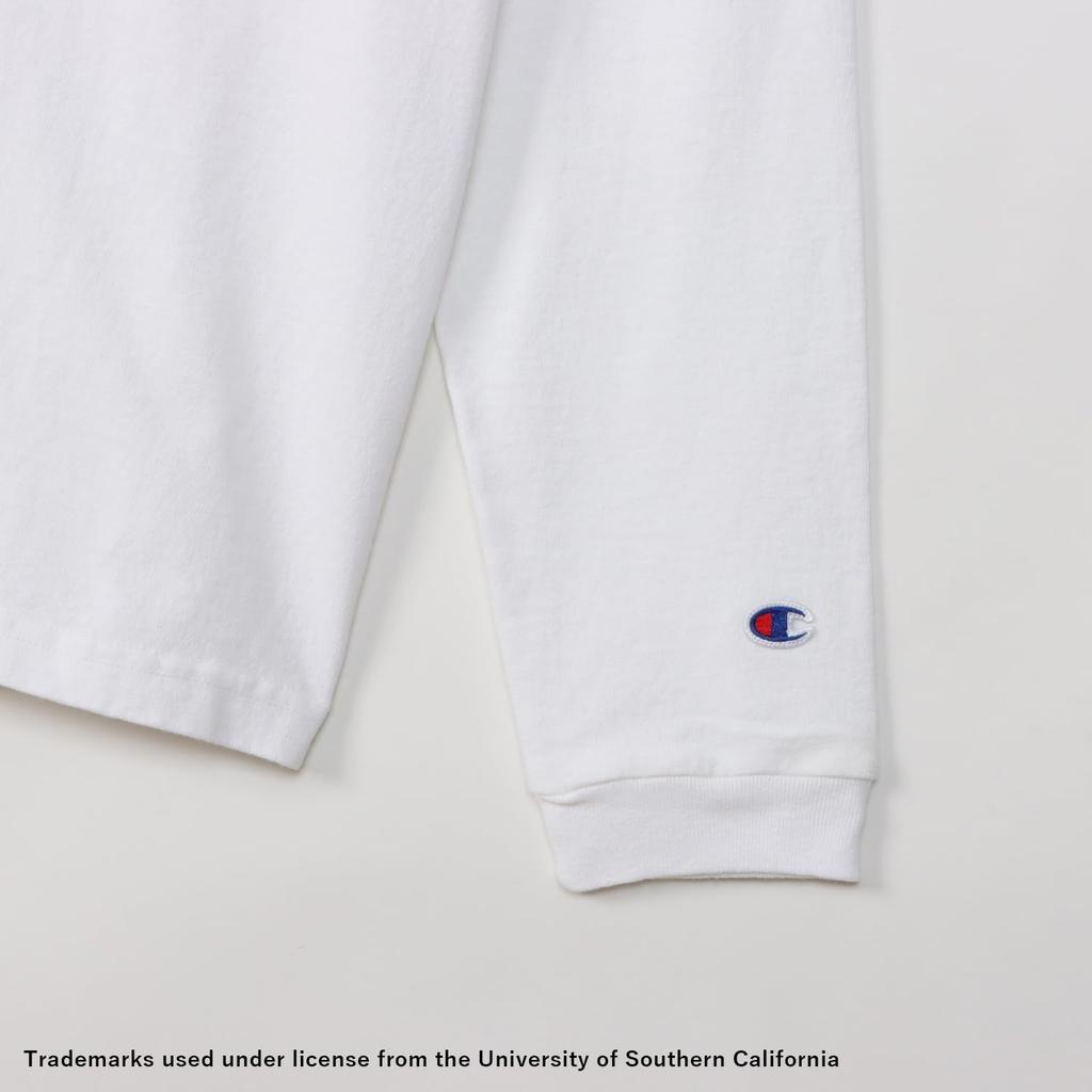 Champion T1011 Long Sleeve Made In Size Graphic Round Made In Size T-Shirt, USA, White, L, 100% Cotton, Print, Neck, USA, C5-Y403