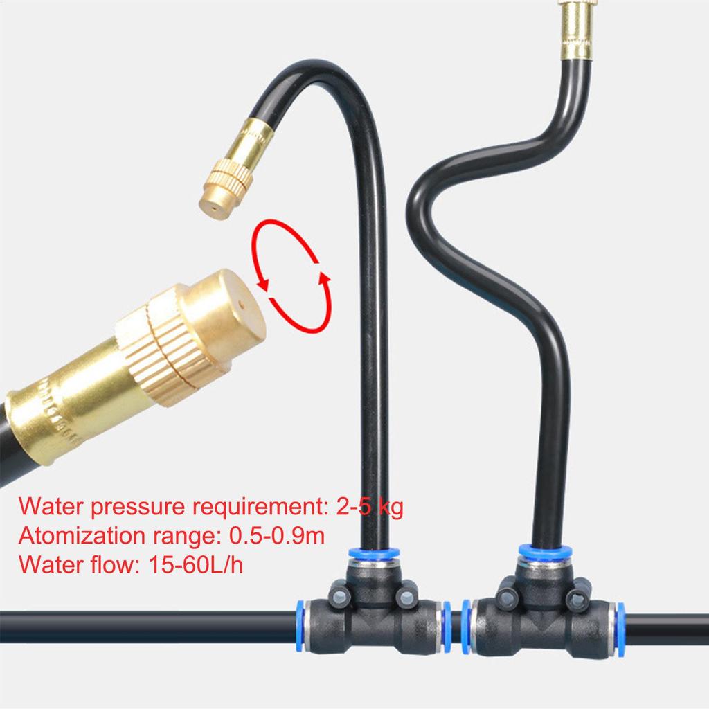 5m Misting Cooling System Bendable Nozzles Atomizer Mesh Filter Sprayers Outdoor Garden Plant Fogging Watering Irrigation Kit