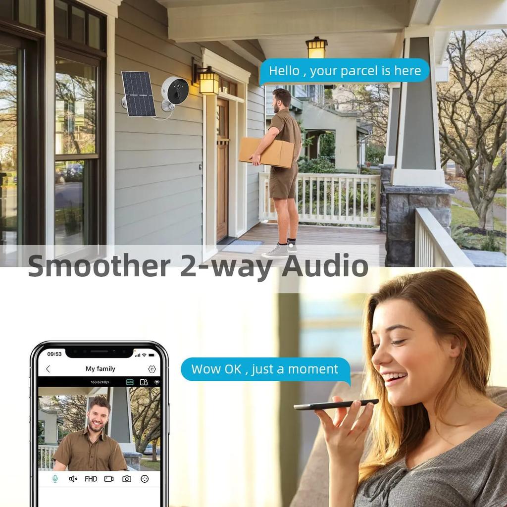 LS VISION Wifi Solar Camera Outdoor HD 2MP 1080P Wireless Security CCTV Waterproof Night Vision Two Way Audio Camera Monitor With Solar Panel