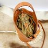 Johnature Genuine Leather Retro Bucket Bag Commuter Large Capacity Soft Cowhide Solid Color Women's Shoulder Bag