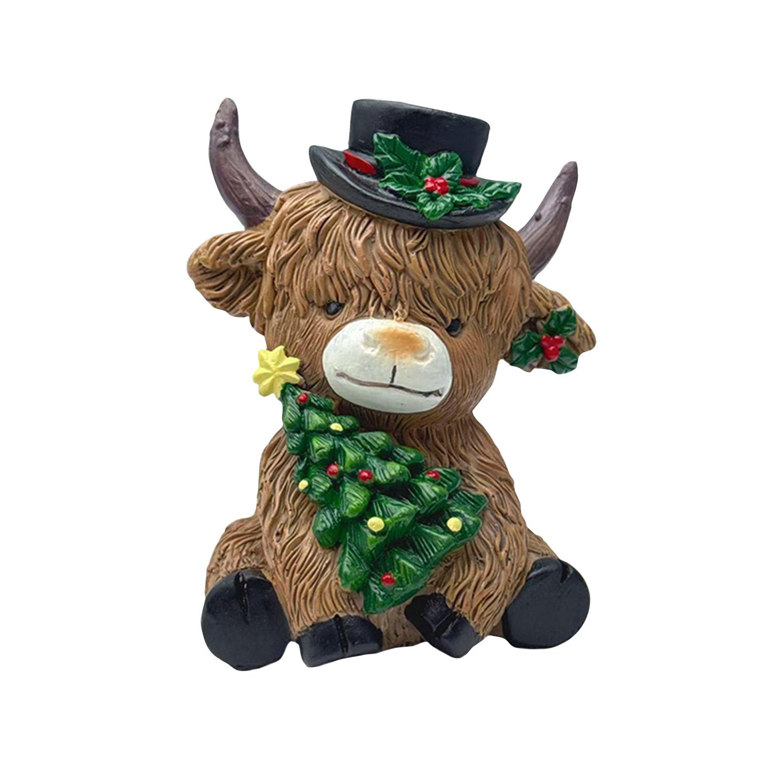 

Cow Statue, Christmas Poinsettia Tree Candy Cane Cow Gnome, Scottish Resin Figurine, Ideal For Cattle Enthusiasts, Gift One Size