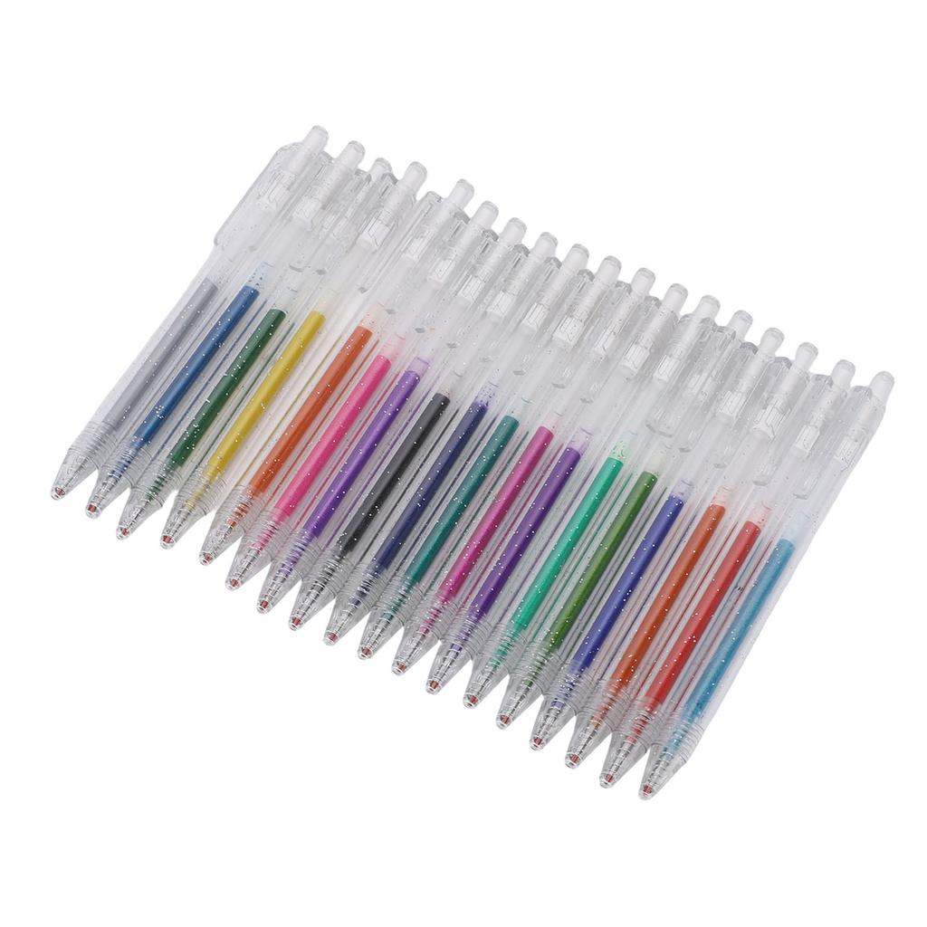 18 Colors Gel Ink Pen Set Retractable 1.0mm Tip Glitter Drawing Pen for Journal Coloring Calendar Decoration