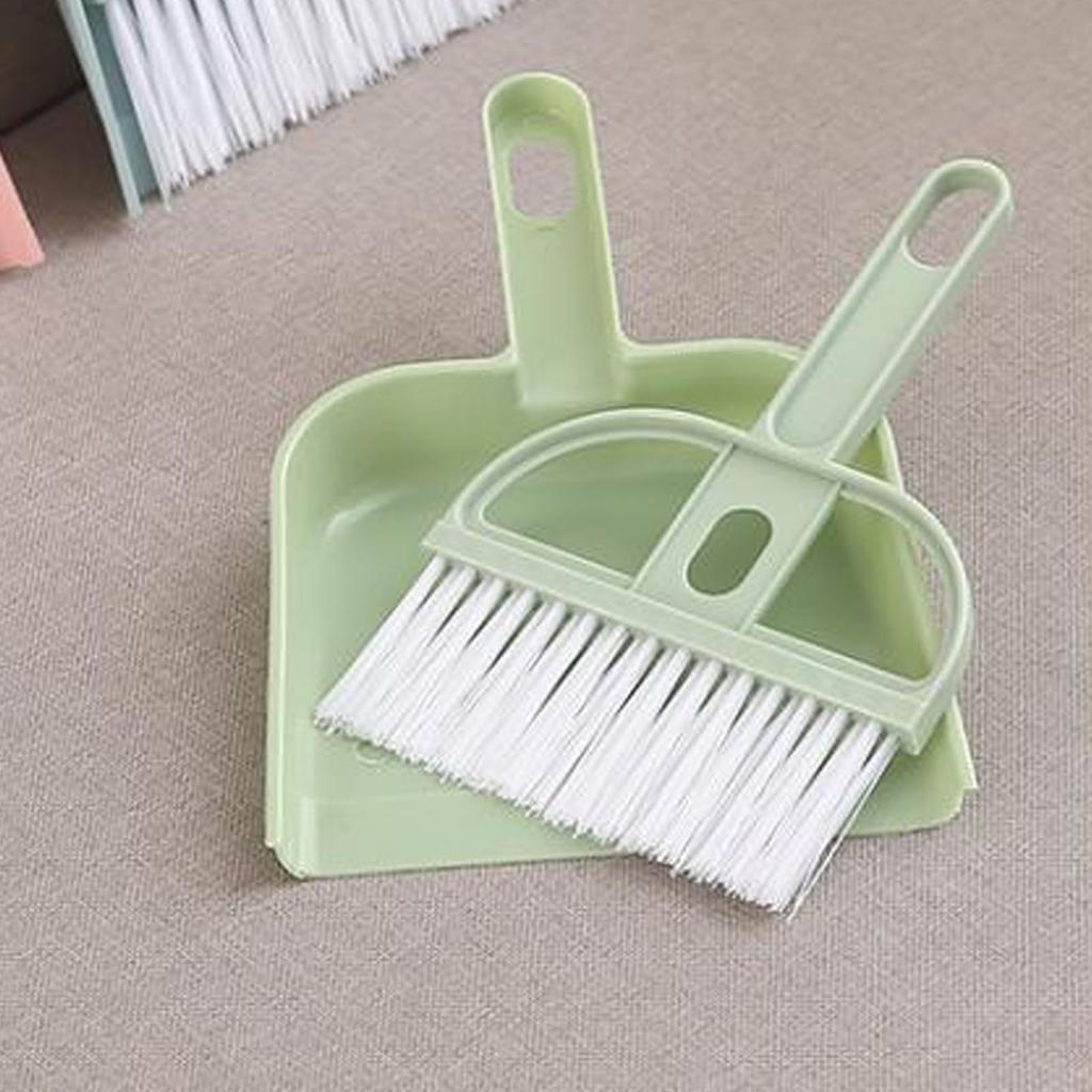 Plastic Mini Desktop Sweep Cleaning Brush Small Broom Dustpan Set Desktop Cleaning Set Nordic Green