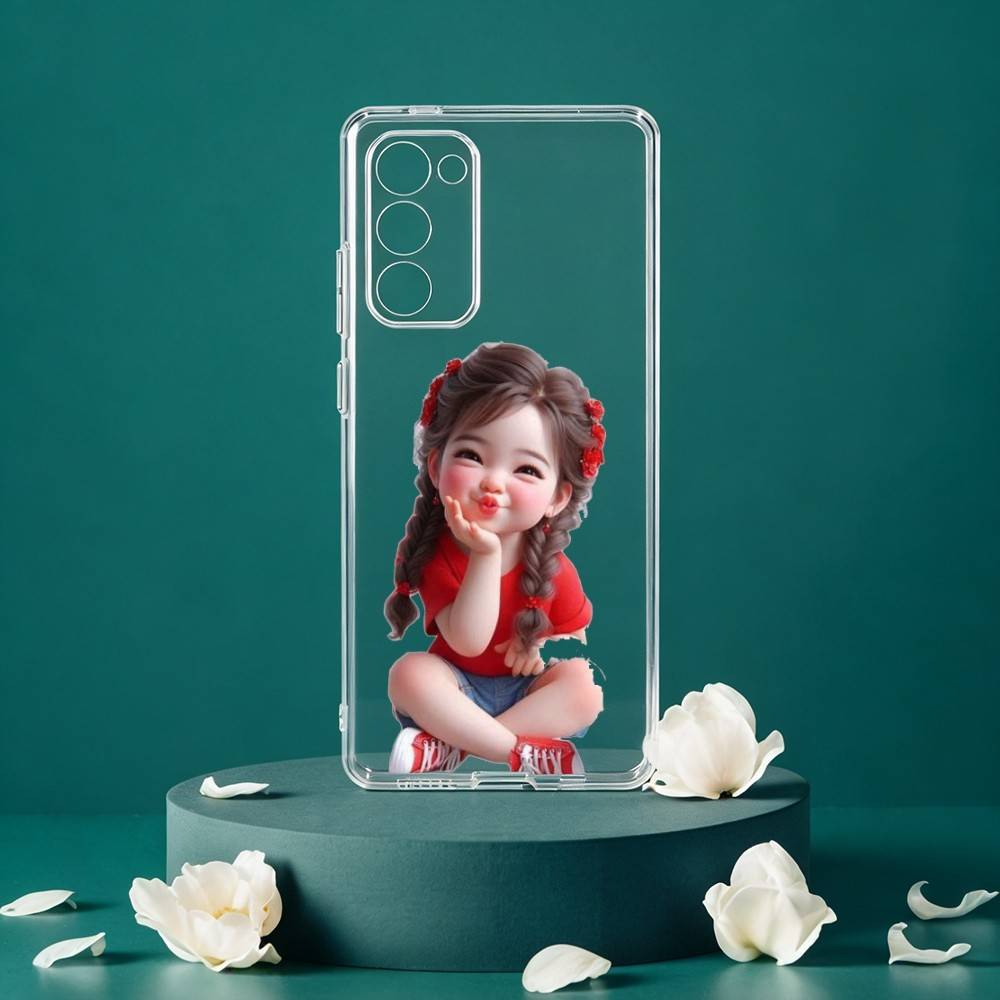 C-Cartoon Cute Baby Girl Phone Case For Samsung Galaxy S24 S25 S23 S22 S21 Plus S24 S25 Transparent Cover Case