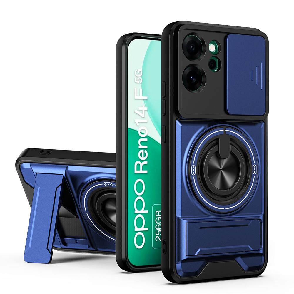 KEYSION Magnetic Phone Case for OPPO Reno14 Pro 5G Reno14 F 5G Slide Camera Protection Upright Kickstand Ring Shockproof Cover
