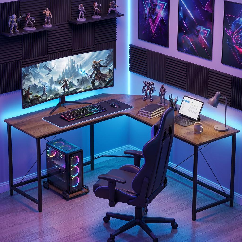 Corner L-Shape Computer Desk PC Workstation Writing Gaming Table Home Office