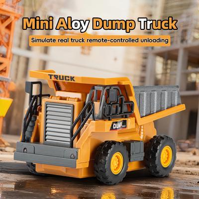 1:64 Alloy Engineering Vehicle 2.4G Mini Remote Control Dump Truck Desktop Toys One-click Rc Carriage Lift Toys for Children