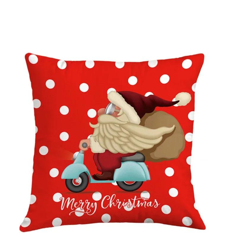 New Year Merry Christmas Santa Claus Print Pattern Cushion Cover for Home Living Room Sofa Decoration Pillow