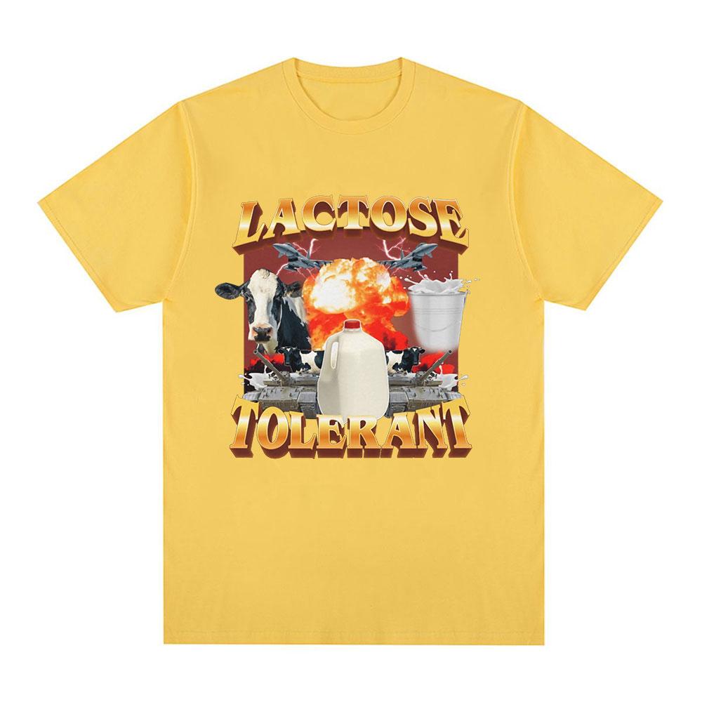 Lactose Tolerant Graphic Print T-Shirt Women Vintage Fashion Short Sleeve T-shirts 100% Cotton Casual Cozy Summer T Shirts
