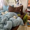 Exported To Korea, Medieval Style Cotton Washed Cotton Bed, Niche Striped Quilt Cover, Bed Sheet Three 4-Piece Set