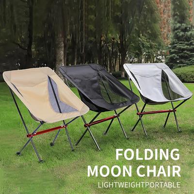 Outdoor Camping Moon Chair Aluminium Alloy Portable Folding Hiking Picnic Fishing Chairs Backrest Stool Home Garden Furniture.