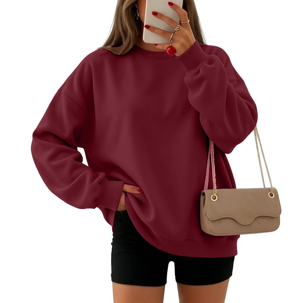 Damen Rundhals Locker Sitzender Pullover Hoodie Sweatshirt für Lässige Tägliche Kleidung