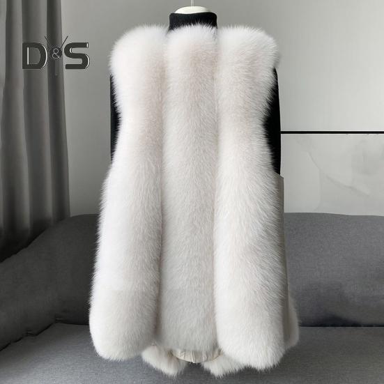 Women Winter Vest Coat Thick Fluffy Faux Fur Cozy Solid Color Sleeveless Button Closure Belt Decor Solid Color Windproof Faux Leather Patchwork Warm