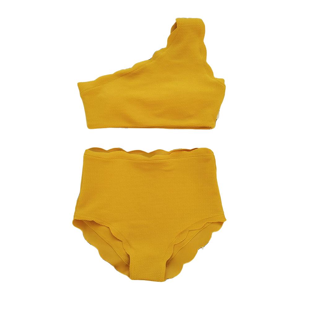 Cheap 2Pcs Fashion Women One Shoulder High Waist Scalloped Bikini Set ...