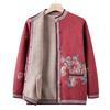 Middle-aged and Elderly People Fleece Warm Knitted Sweater Female Grandma Autumn and Winter Sweater Cardigan Mother Thickened Coat New