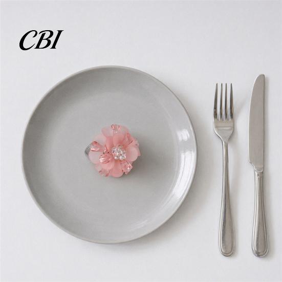 Reusable Napkin Holders 6Pcs Pink Flower Rings, Acrylic Holders, Elastic Rings Elegant Dinner for Wedding Bridal Shower Hotel Banquet Table
