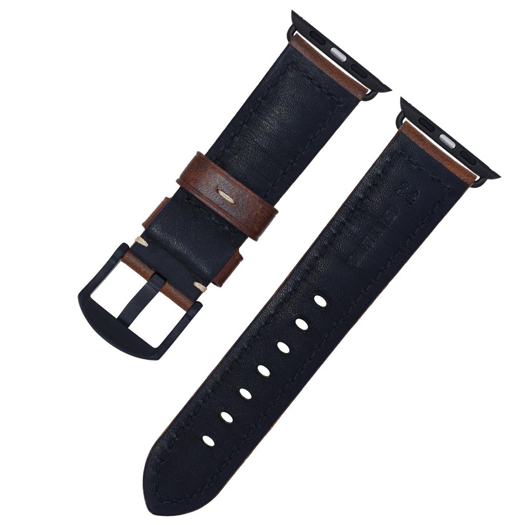 First Layer Real Cowhide Retro Leather Watch Strap Replacement for Apple Watch Series 1 2 3 4 5 7 8 9 SE Smart Watch Accessory