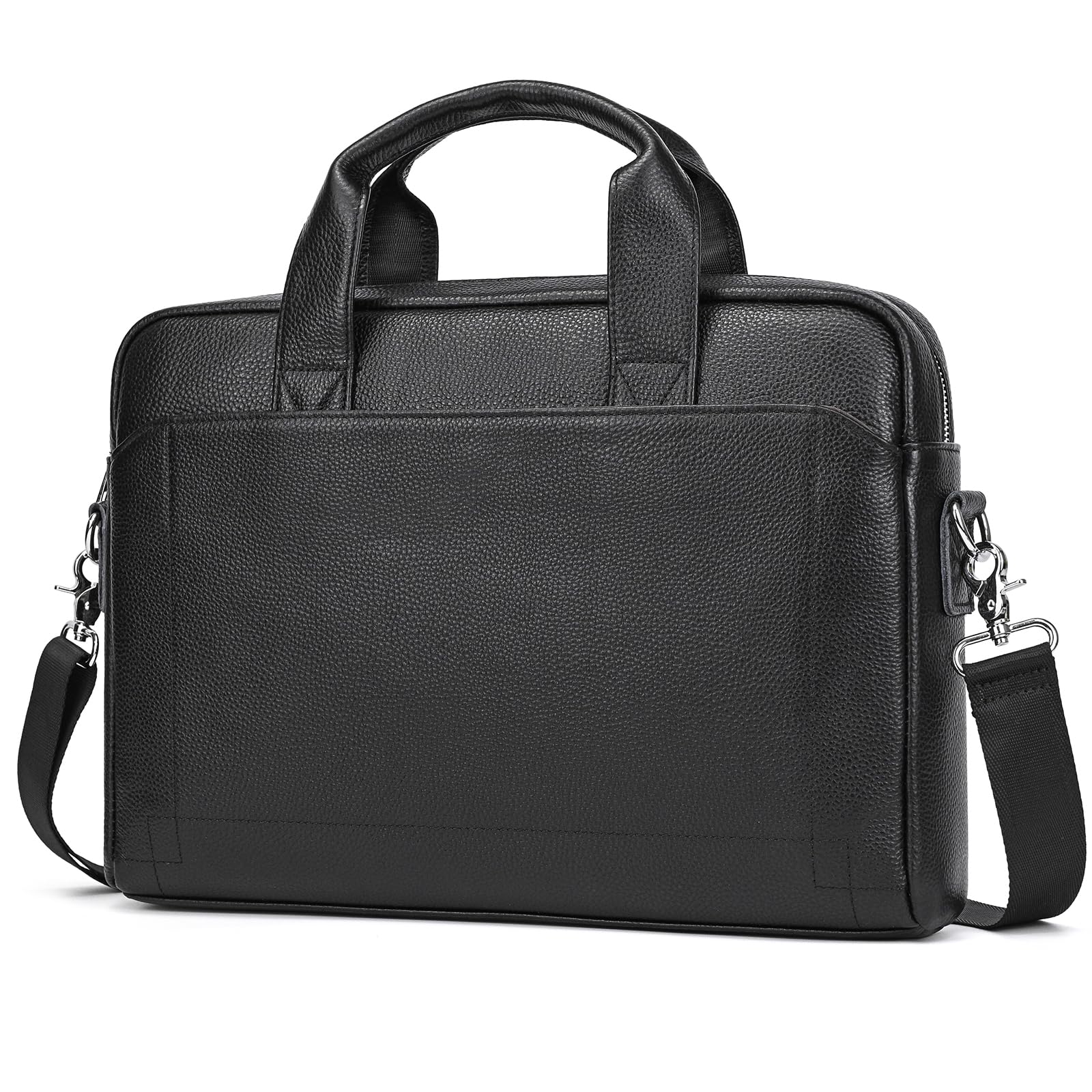 

wifreo Сумка з натуральної шкіри для бізнесу великої місткості для ноутбука A4, шкіряна сумка через плече, шкіряна бізнес-сумка для чоловіків, портфель, розмір, 14-дюймове відділення, чорний