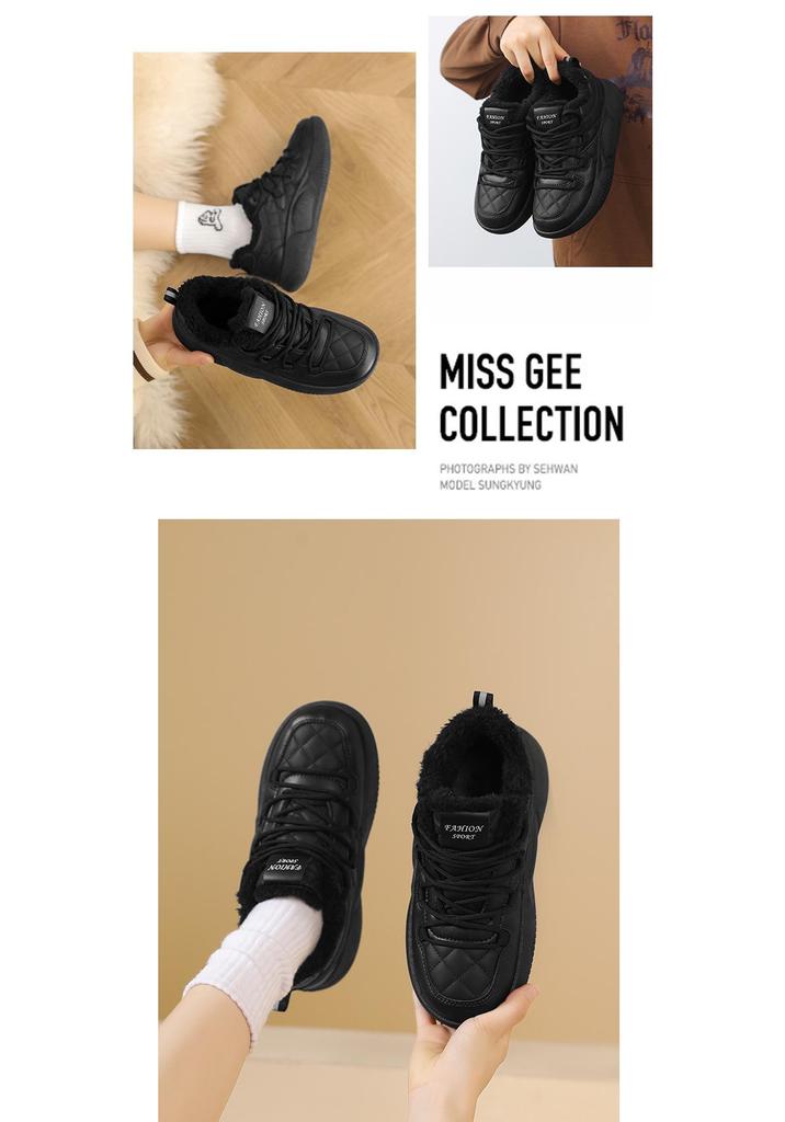 All-Black Women's Cushioned Walking Shoes: Non-Slip, Warm, and Cozy for Fall/Winter.