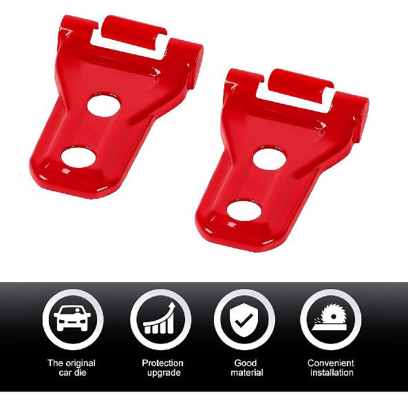 Hoolcar Engine Hood Hinge Cover Exterior Decoration Accessories for 2018-2024 2025 Jeep Wrangler JL JLU & Gladiator JT, Red