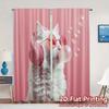 2pcs   2D FLAT PRINTING Curtains (Without Rod) Cool Cat Harmony Popular Curtains Digital Printed 100% Polyester Curtains