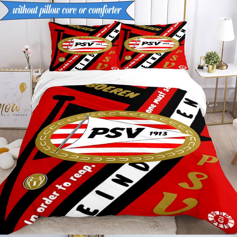 PSV Eindhoven Wappen 3-teilige Bettwäsche, inklusive 1 Bettbezug und 2 Kissenbezügen. Perfekt für Weihnachten, ideal für Schlafzimmer, Wohnheim