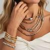 SHIXIN Punk Creative MultiLayer Hand-Woven Necklace Bracelet Set Women Gold Silver Color Stacking CCB Beads Chain Trendy Jewelry