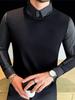 2025 Men's Winter Plus Velvet Warm Sweater Slim Fit Business Trendy Two-Piece Layer Shirt