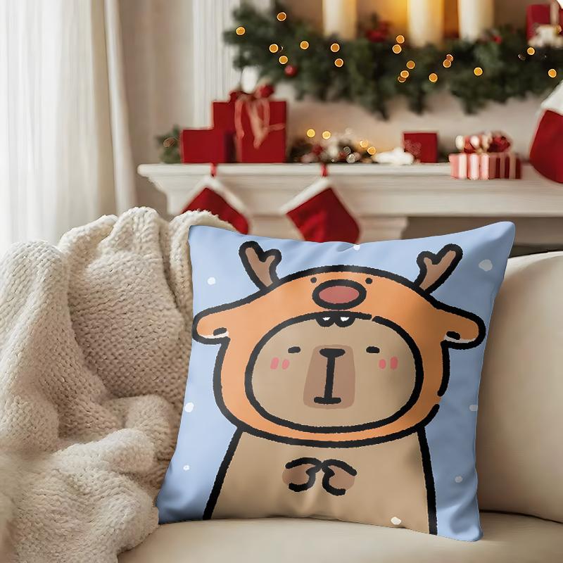 Cute Fun Kapibalajun Christmas Party: Take away this set of super cute Pillow covers